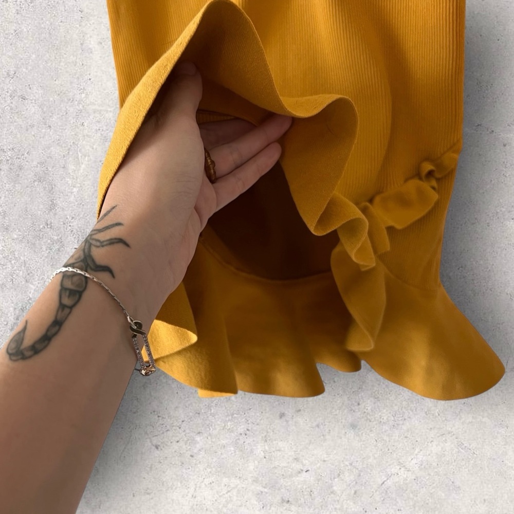 A.L.C. Yellow Tulum Mustard Yellow Ruffle Mini Dress Size S - Picture 5 of 14